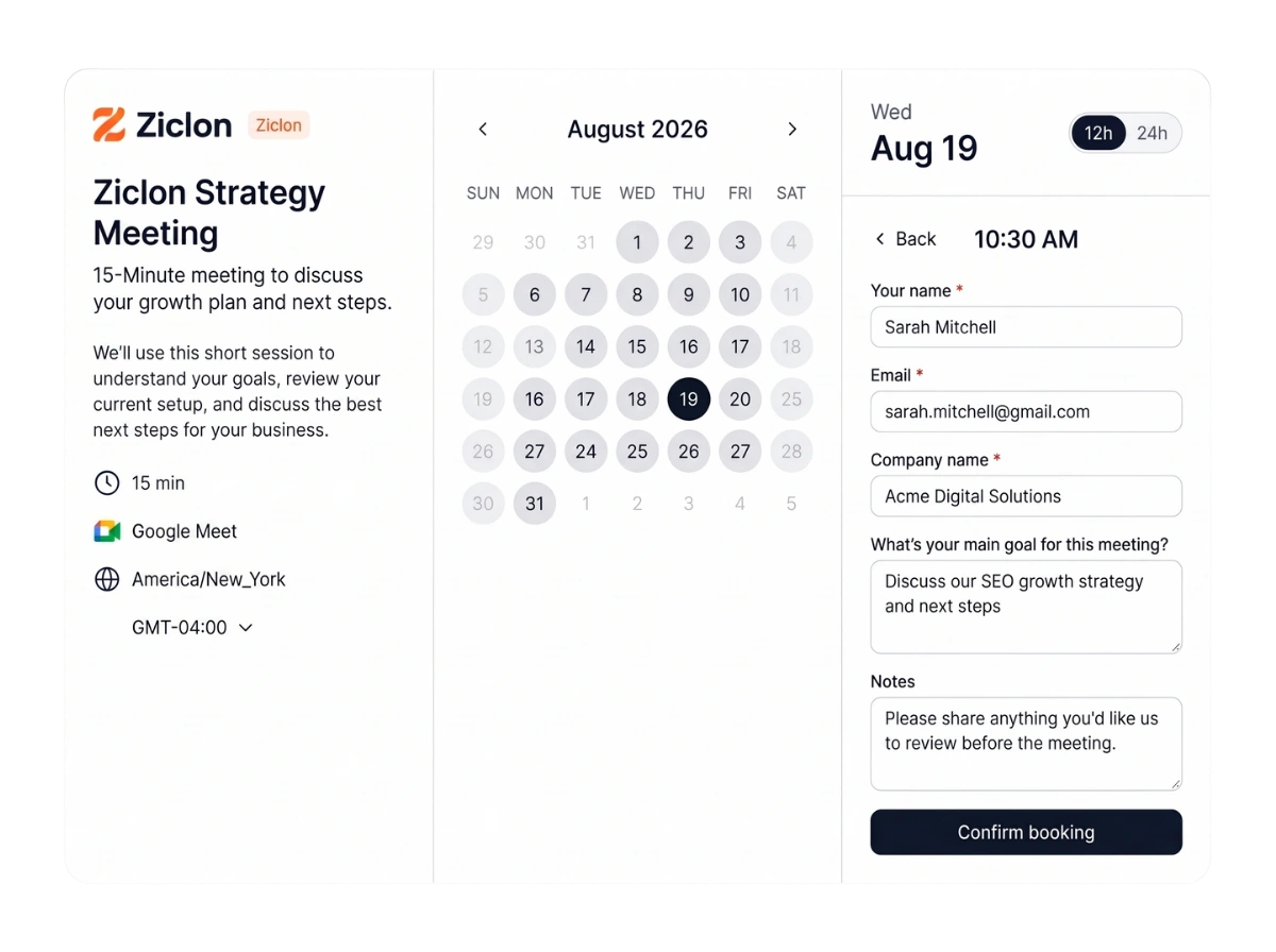 realtime calendar bookings